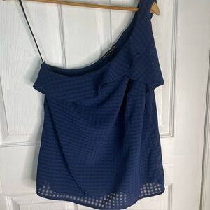 Elegant Navy Blue One-Shoulder Top